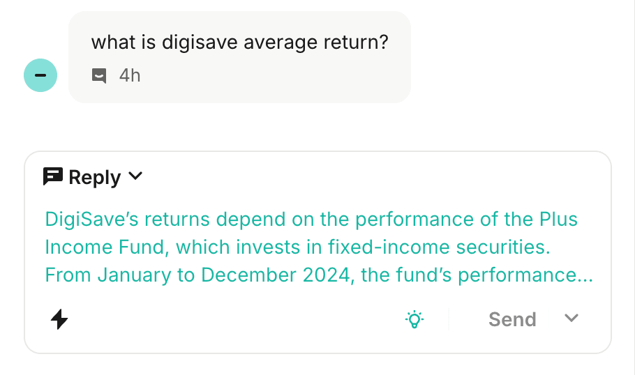 SupportBuddy ghost text suggestion in Intercom composer