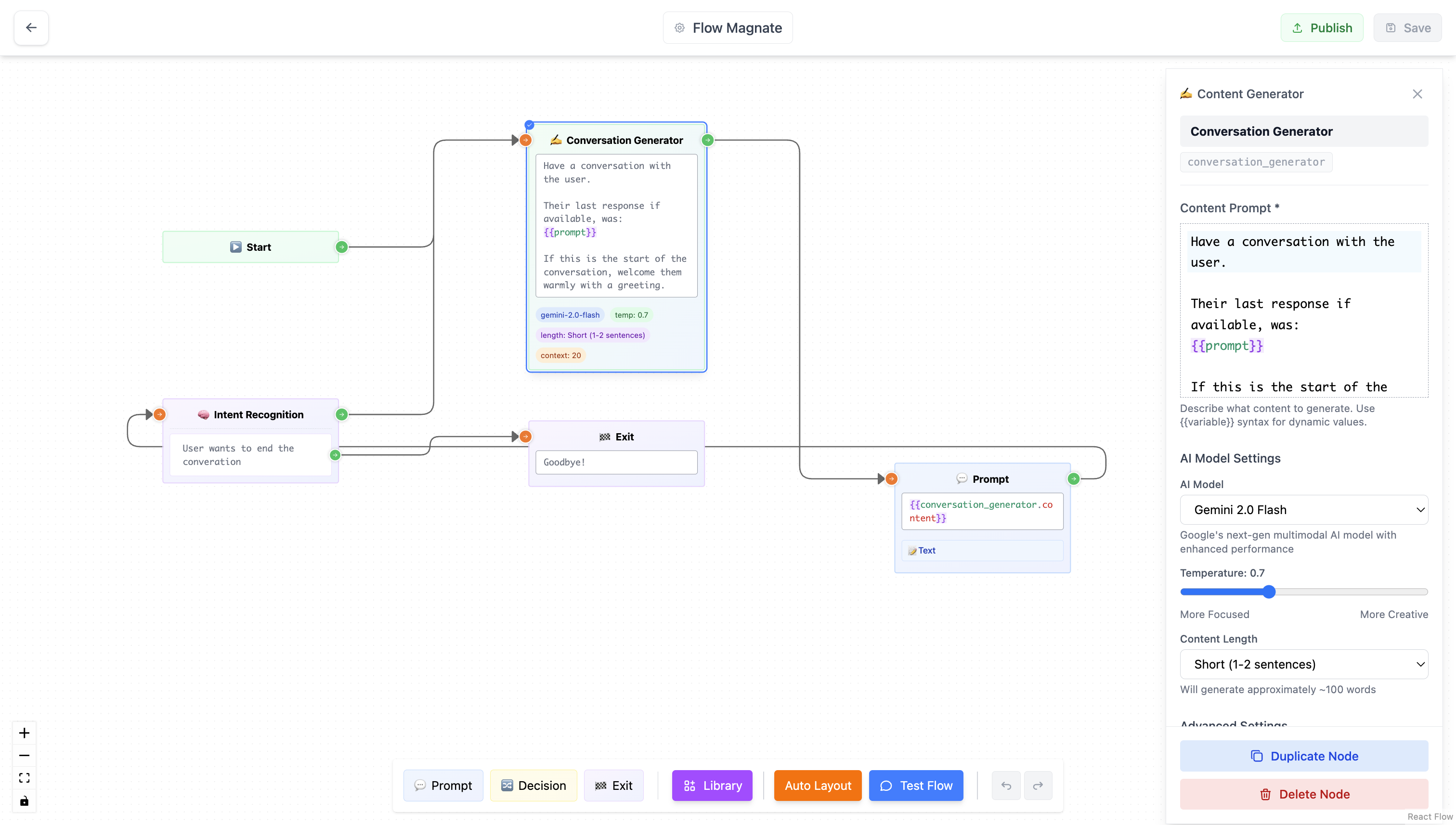 Universal ChatBot No-Code Flow Builder Editor Interface