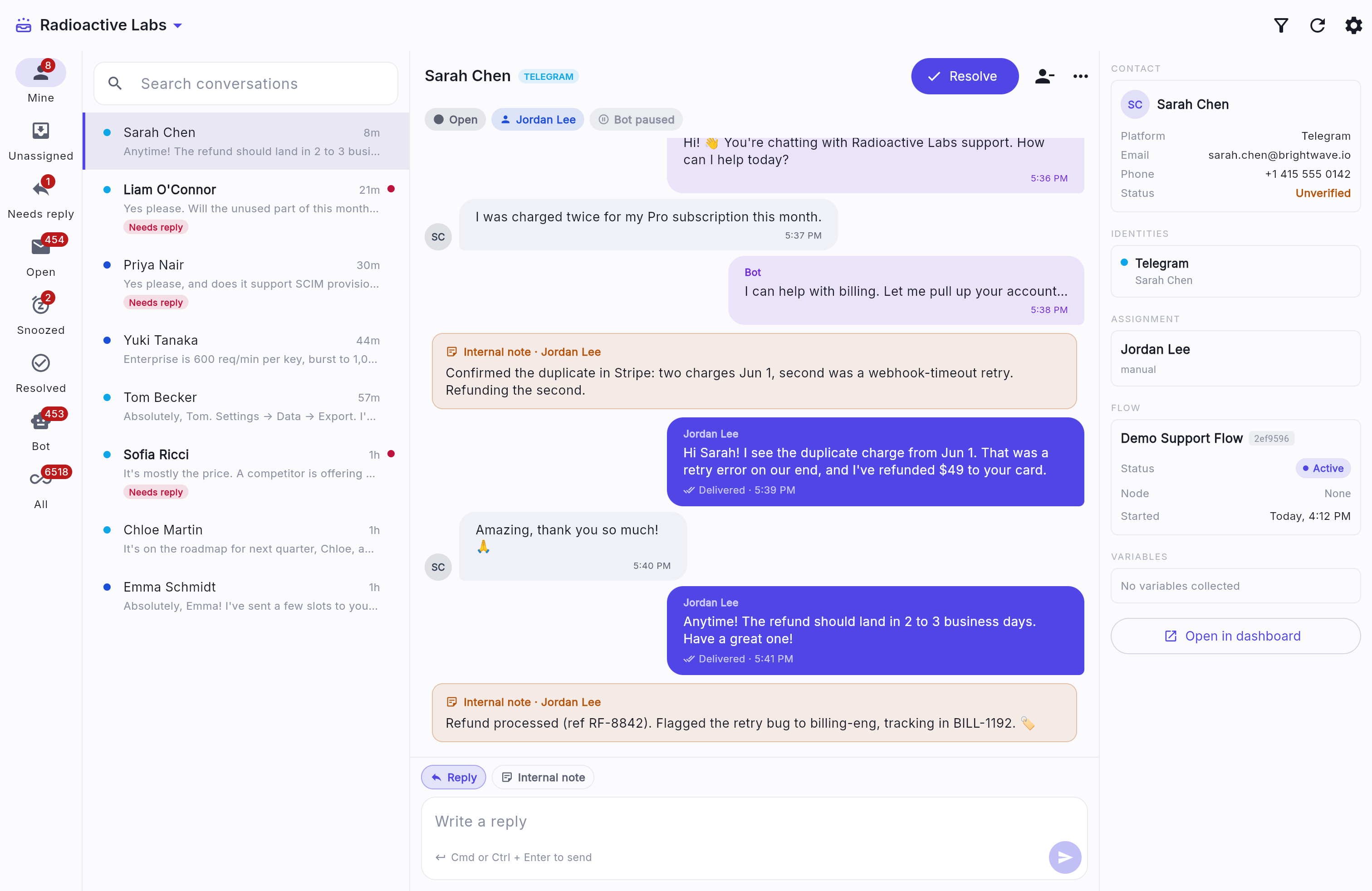 UniversalInbox, one queue of conversations across every channel