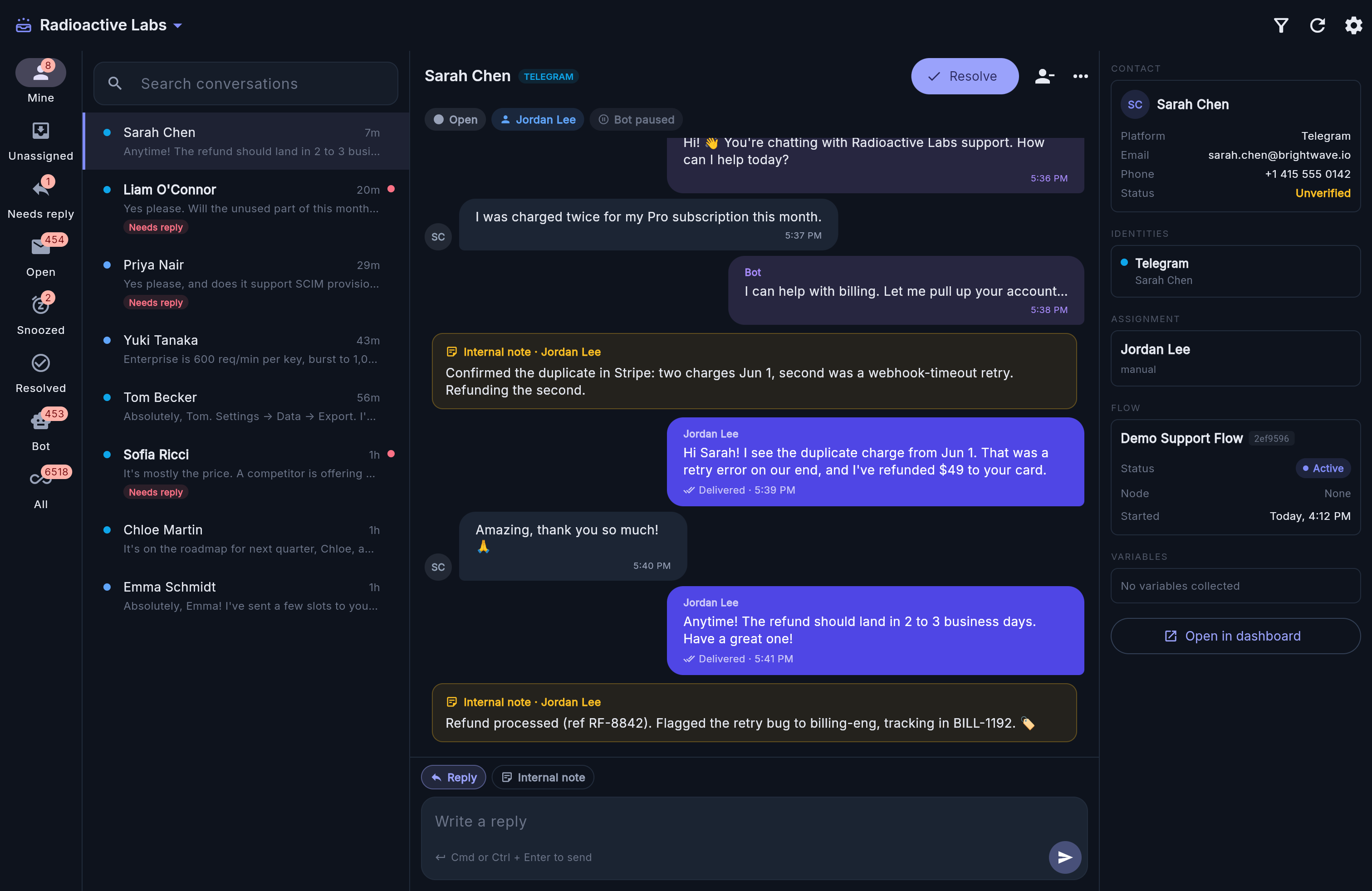 UniversalInbox, one queue of conversations across every channel