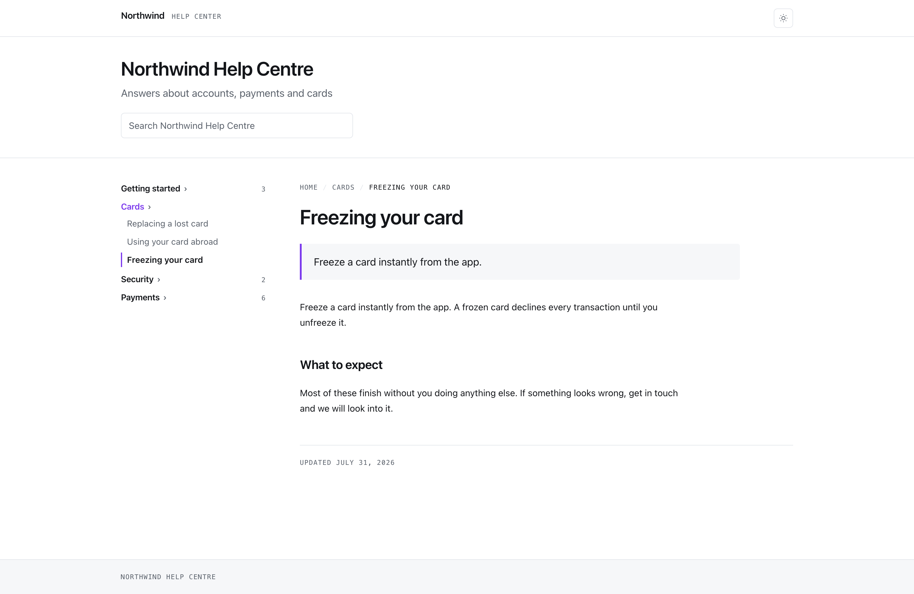 An article on a published help centre, with its category breadcrumb